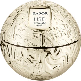Babor HSR Overnight Mask 50 ml kiinteyttävä yönaamio ylellisessä kultaisessa ja kohokuvioidussa pallopurkissa.