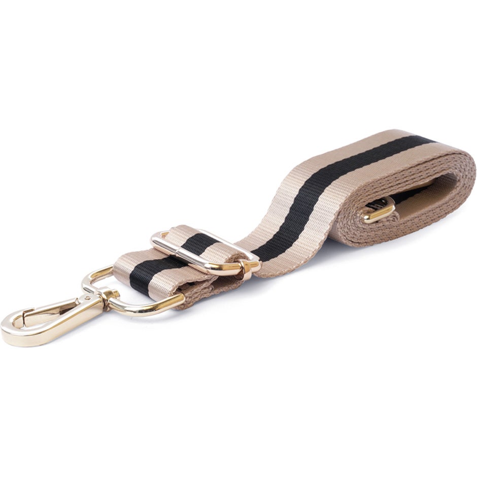 Shoulder Strap in Black/Sand Webbing (Gold) Black/Sand