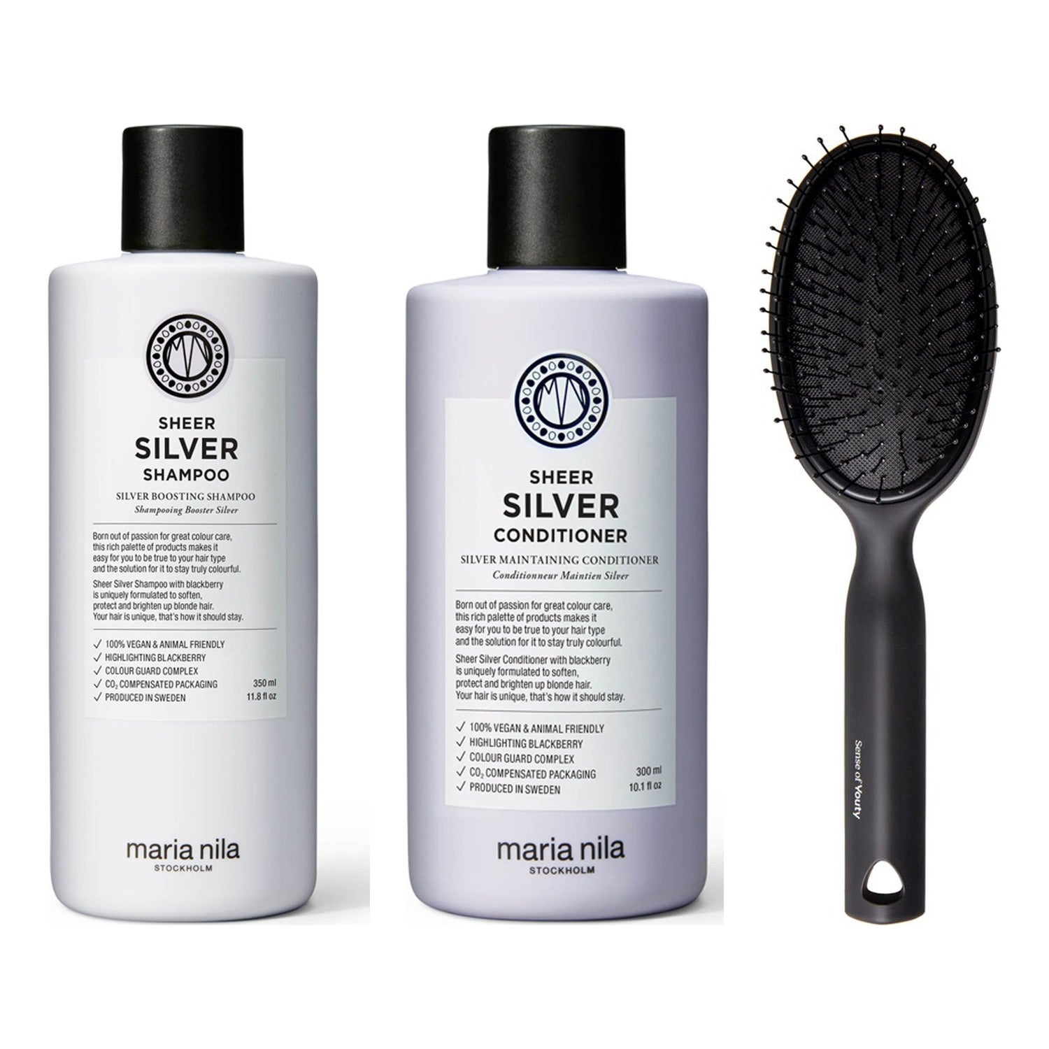 Maria Nila Silky Hair Essentials Set Shampoo 350 ml & Conditioner 300 ml & Detangling Brush kroppsvård herr – bild 5