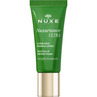 Nuxe Nuxuriance Ultra 15 ml anti-age ögonkräm återfuktande och anti-aging konturkräm i grön tub med guldlock.