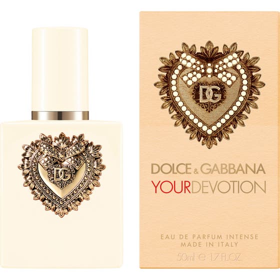 Dolce & Gabbana Your Devotion EdP Intense 50 ml naisten hajuvesi ja vaalea sydänkoristeinen pakkaus
