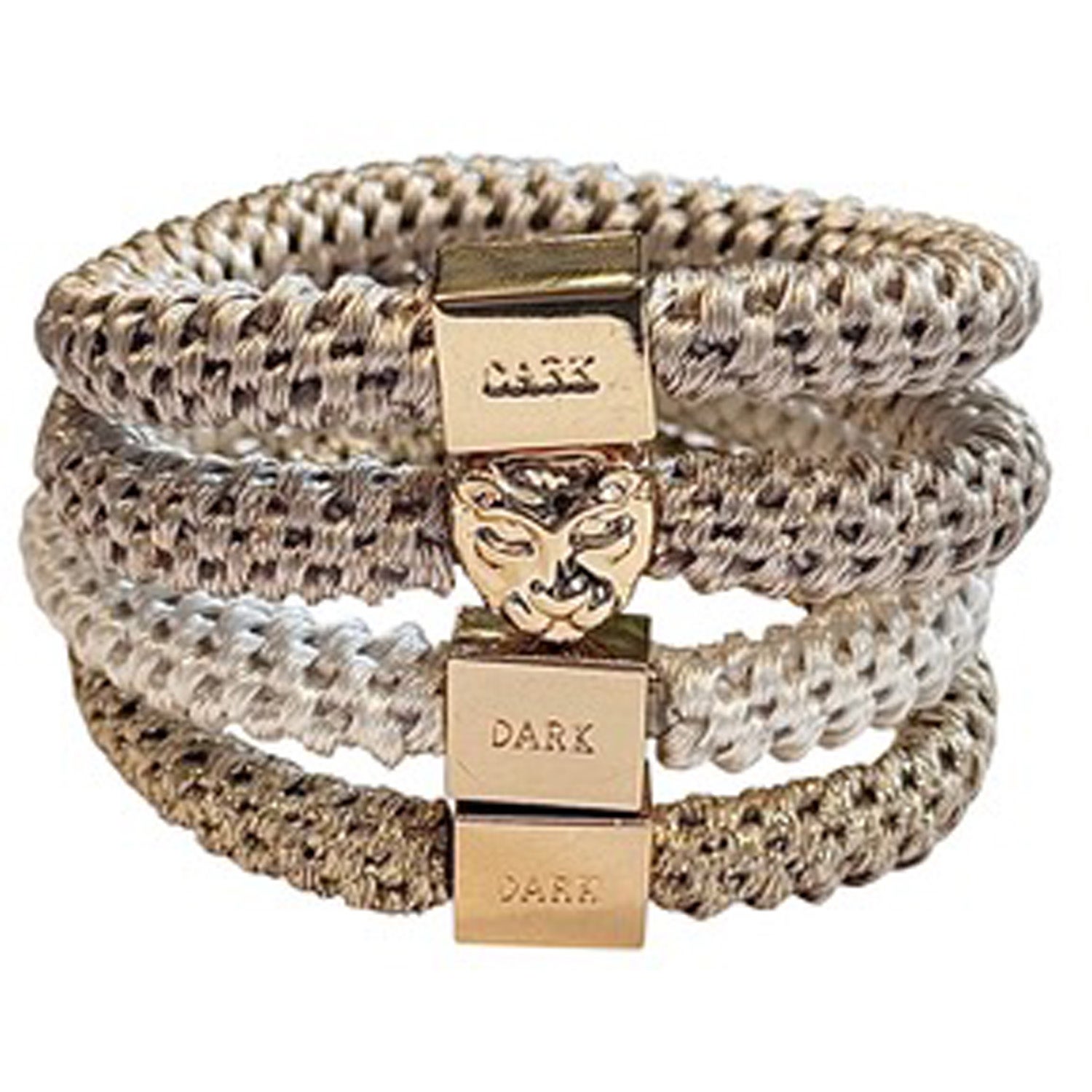Dark Fat Hair Ties 4 pk Combo Sand Mix W/Gold