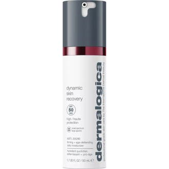 Dermalogica Dynamic Skin Recovery 50 ml oppstrammende fuktighetskrem med SPF 50 i hvit pumpeflaske med grått lokk