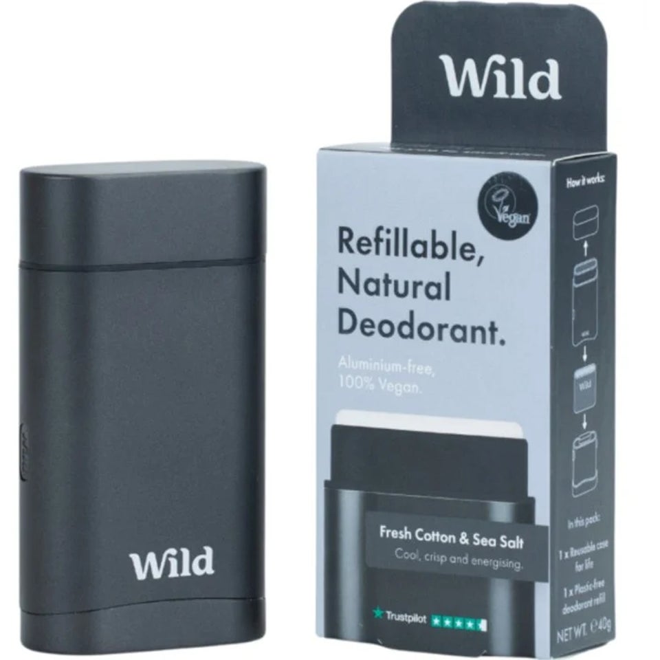 Fresh Cotton & Sea Salt Refillable Deodorant Black Case 40 g