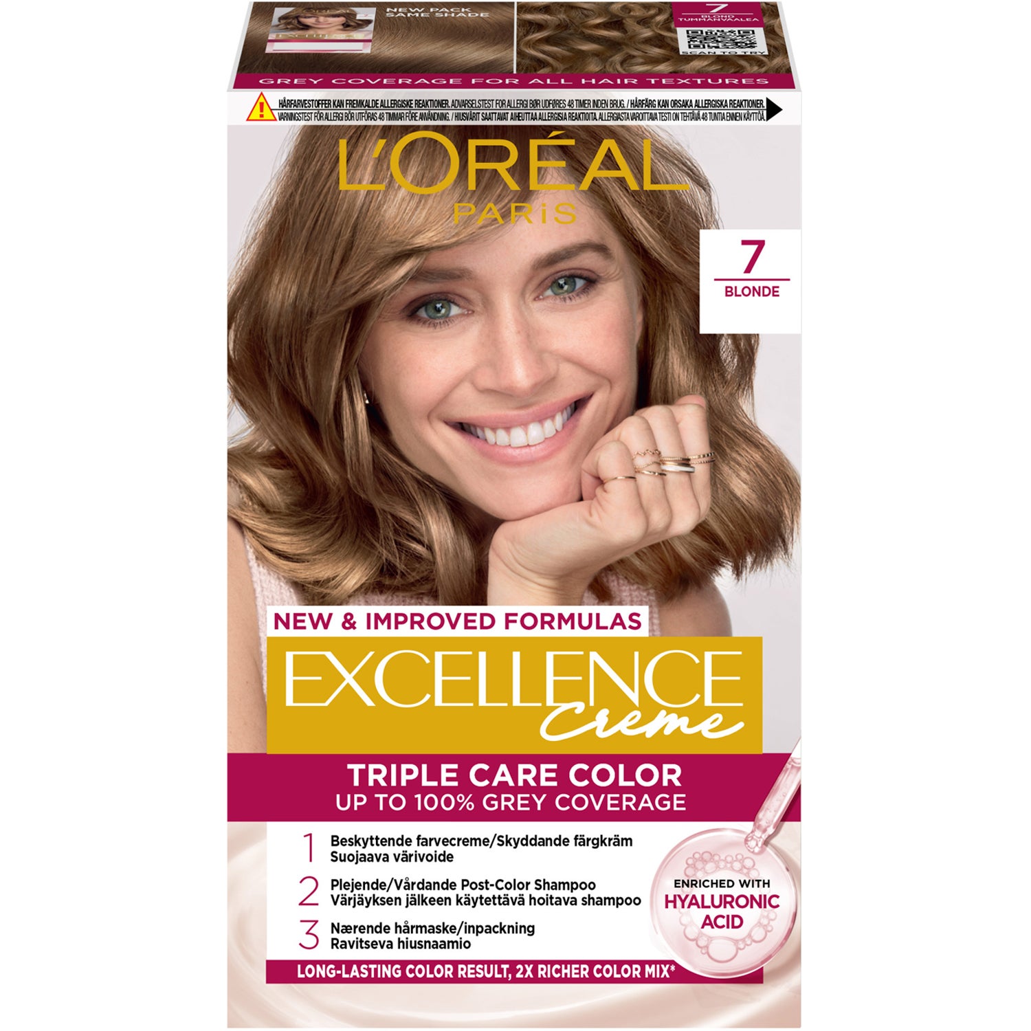 Köp Excellence Crème 7 Blond,  L'Oréal Paris Blondering & blekning fraktfritt
