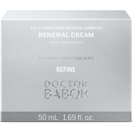 Doctor Babor Renewal Cream 50 ml fornyende ansiktskrem i sølvfarget eske med 4.2 % triple pro-retinol complex
