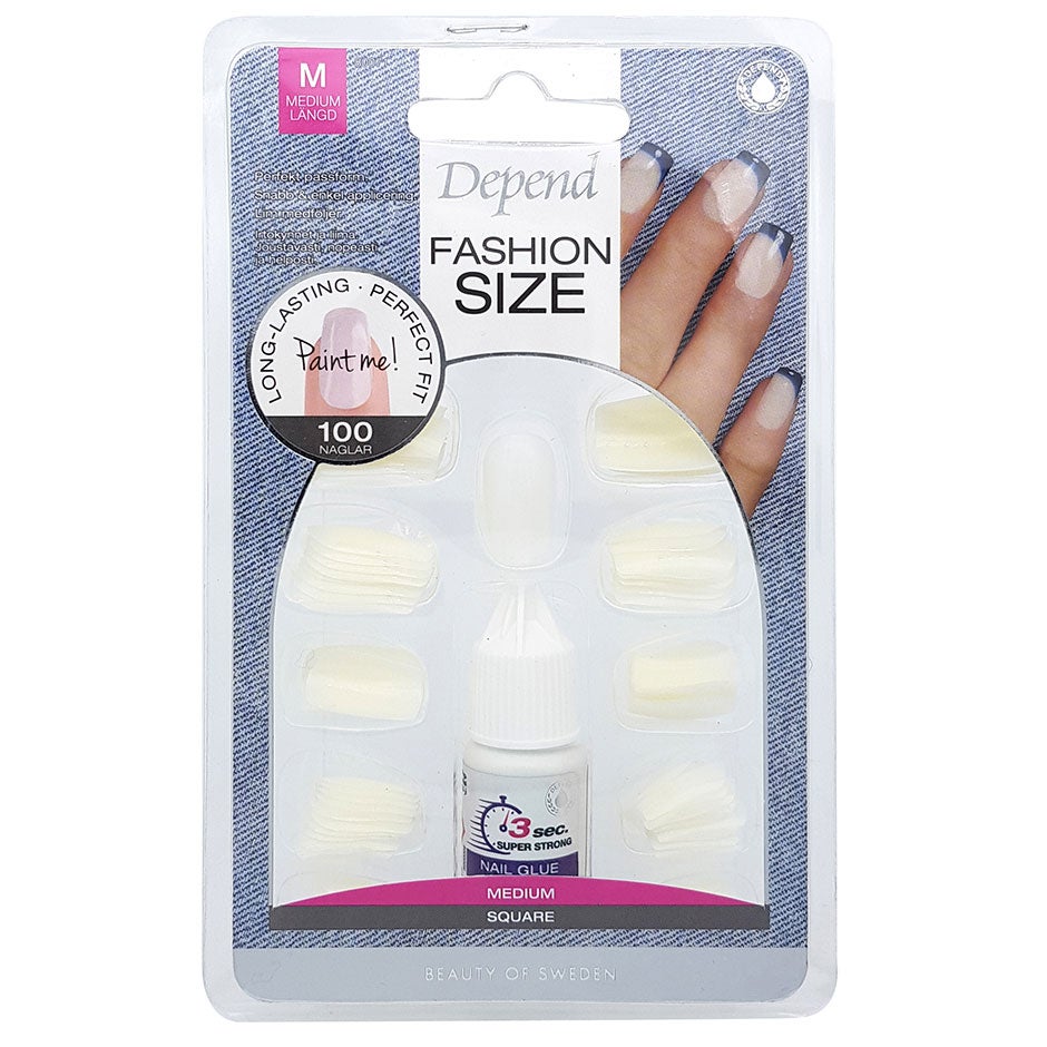 Fashion Size 100pack Square Medium,  Depend Lösnaglar