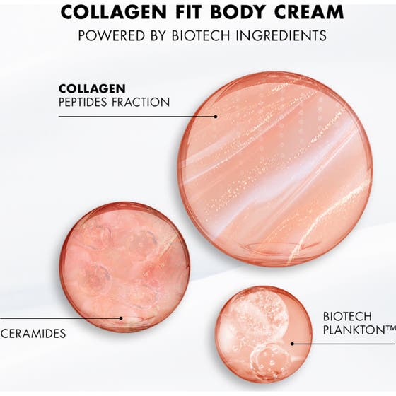 Biotherm Collagen Fit Body Cream 200 ml oppstrammende kroppskrem med en glatt og glansfull rosa tekstur