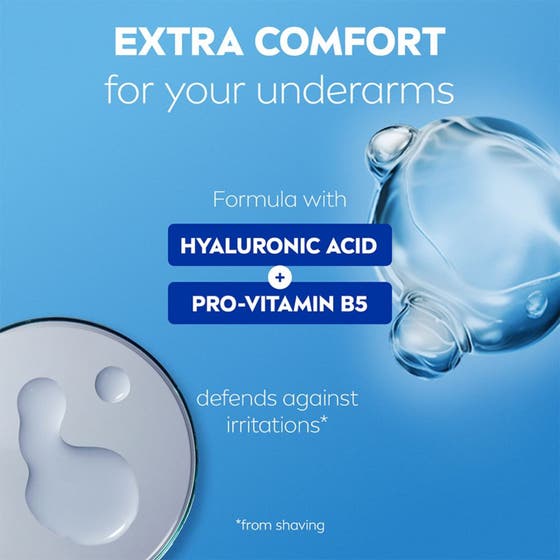 NIVEA Antiperspirant Deo Stick Derma Control Defend 50 ml gir mykere armhuler og sunn hud vist av kvinne i oransje.