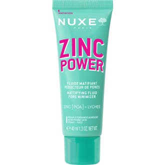 Nuxe Zinc Power 40 ml mattgörande ansiktskräm som minskar porer i en mintgrön tub med rosa detaljer