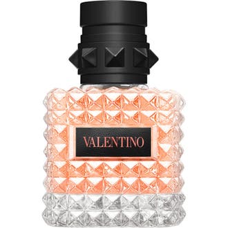 Valentino Born in Roma Donna Coral Fantasy 30 ml fruktig Valentino parfym i glasflaska med nitar och korallrosa vätska