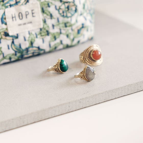 Bohemian Ring Big Brass Rosenquarts