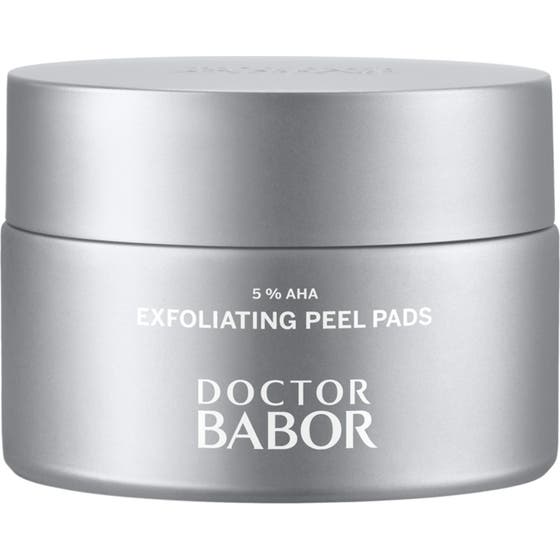 Doctor Babor Exfoliating Peel Pads 60 stk eksfolierende ansiktspads i en matt sølvfarget krukke