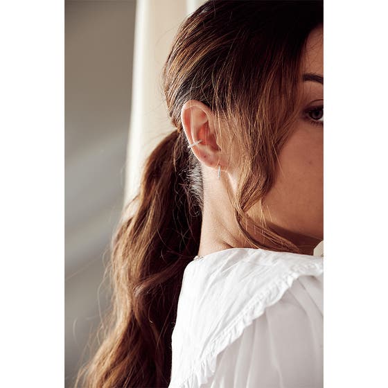 Plaited Metal Huggie Hoops Earrings