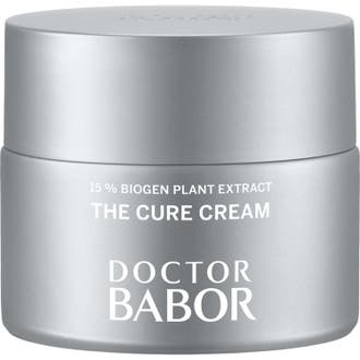 Doctor Babor The Cure Cream 50 ml regenererende ansigtscreme i en mat sølvfarvet krukke med hvid skrift.