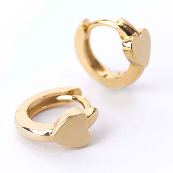 Mini Heart Stationed Huggie Hoops Earrings