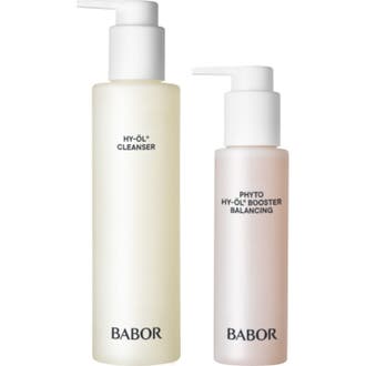 Babor HY-ÖL Cleanser ja Phyto Booster Balancing tasapainottava puhdistus kahdessa vaaleassa pumppupullossa.