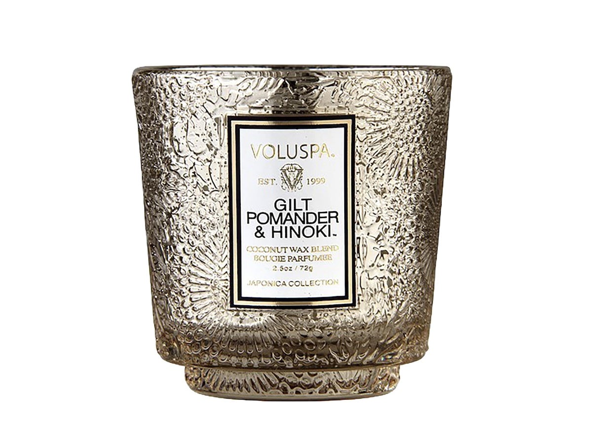 Voluspa Gilt Pomander & Hinoki Boxed Mini Pedestal Glass Candle 72 g