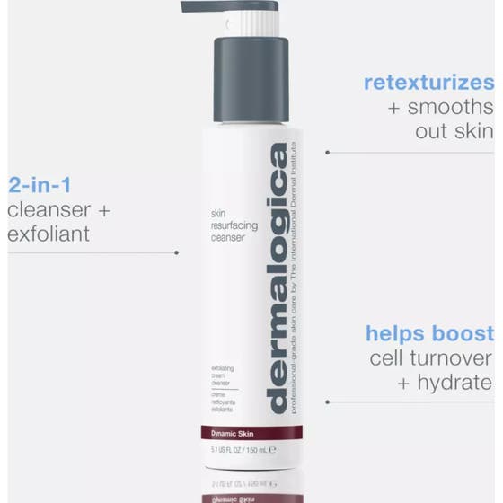 Dermalogica AGE smart Skin Resurfacing Cleanser 150 ml eksfolierende ansiktsrens i hvit pumpeflaske som glatter ut huden