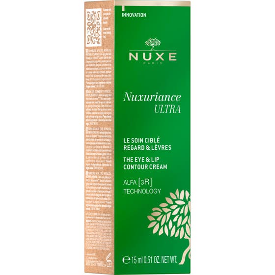 Nuxe Nuxuriance Ultra 15 ml målrettet øyekrem og leppekrem i en grønn tube med gullkork