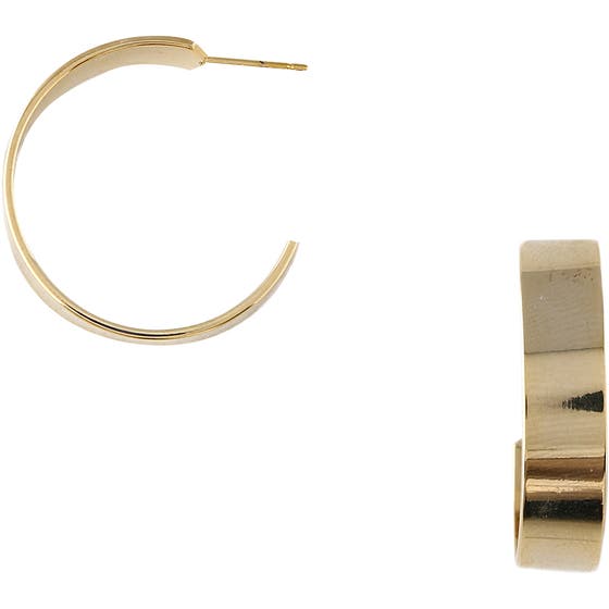 Flat Metal Statement Hoops Pale Gold