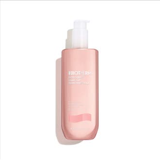 Biotherm Biosource 400 ml pehmentävä puhdistusmaito kuivalle iholle vaaleanpunaisessa pumppupullossa