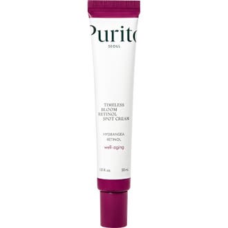 Purito Seoul Timeless Bloom Retinol Spot Cream 30 ml anti-rynk retinol kräm i en vit tub med lila kork