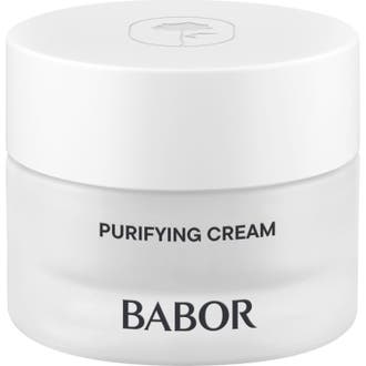 Babor Skinovage Purifying Cream 50 ml puhdistava kasvovoide epäpuhtauksille huurretussa lasipurkissa valkoisella kannella