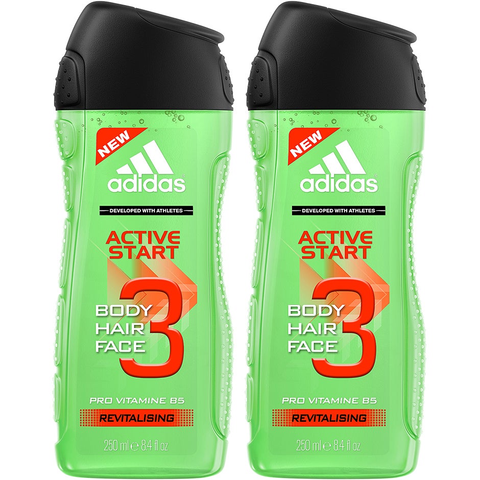 Adidas 3 in 1 Active Start Duo Shower Gel 250 x 2