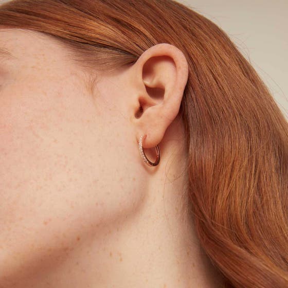 Pave Huggie Hoops 17mm Earrings