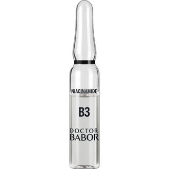 Doctor Babor Niacinamide B3 ampul der giver jævn hudtone i en lille gennemsigtig glasampul med klar væske