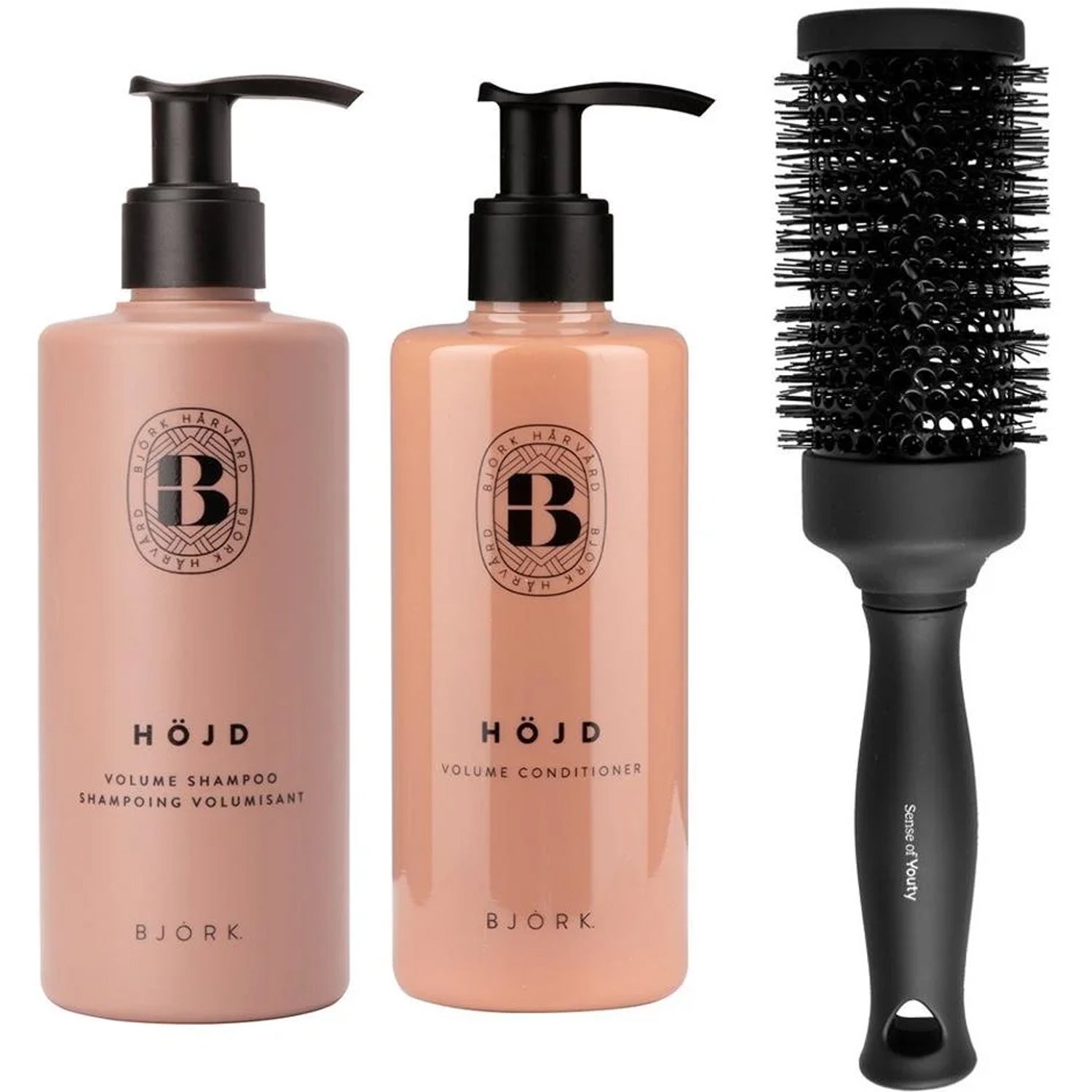 Björk HÖJD Set Shampoo 300ml, Conditioner 250ml & Blowout Brush - 550 ml