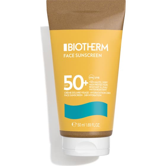 Biotherm Waterlover Creme Solaire Anti-Age SPF50 50 ml solcreme i gul tube og æske med anti-age effekt