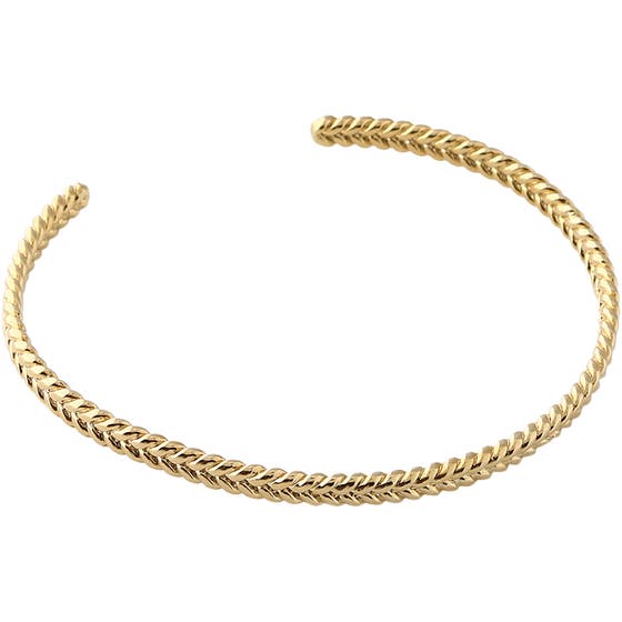 Plaited Metal Bangle Pale Gold