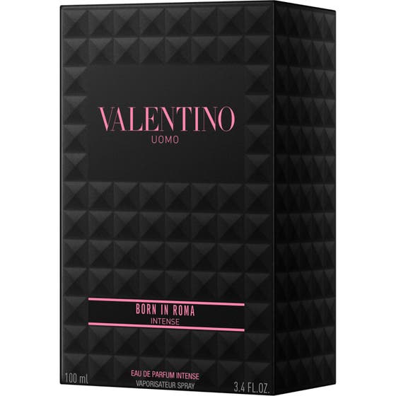 Valentino Born in Roma Uomo Intense Eau de Parfum 100 ml herreparfyme med naglemønstret glassflaske og eske