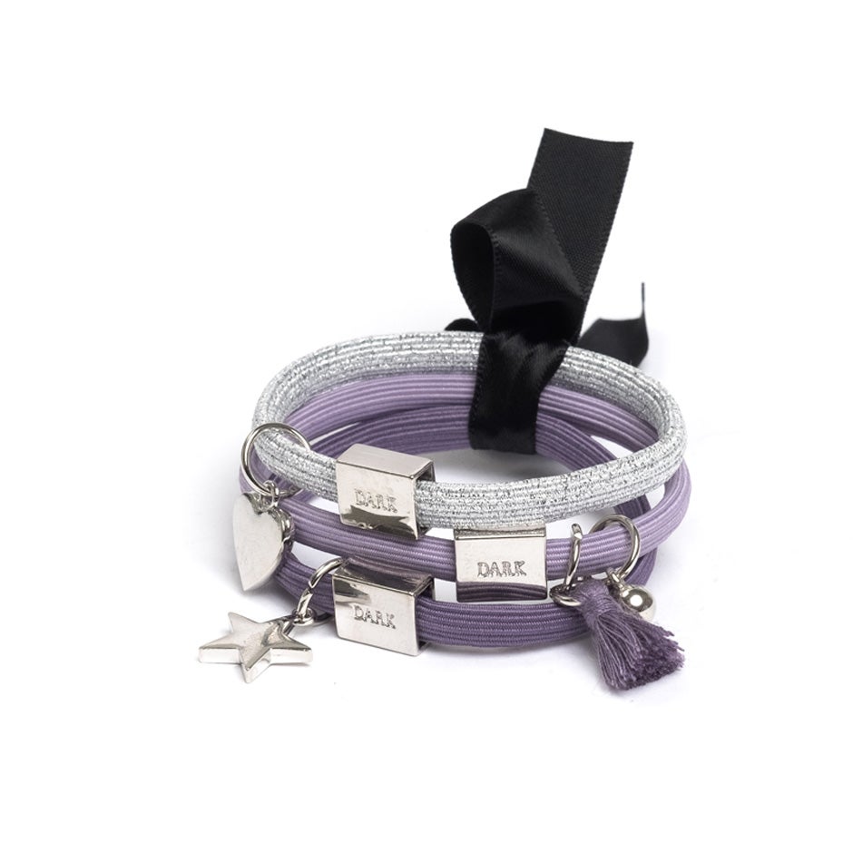 Dark Hair Ties 3 Pk Charm Combo Purple pcs 1