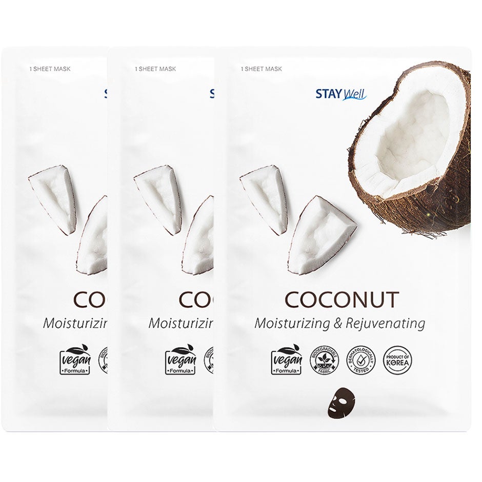 Stay Well Vegan Sheet Mask Coconut 3pcs