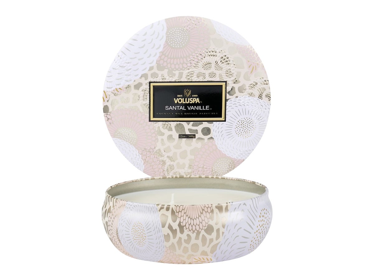 Voluspa Santal Vanille Japonica 3-Wick in Decorative Tin 40h