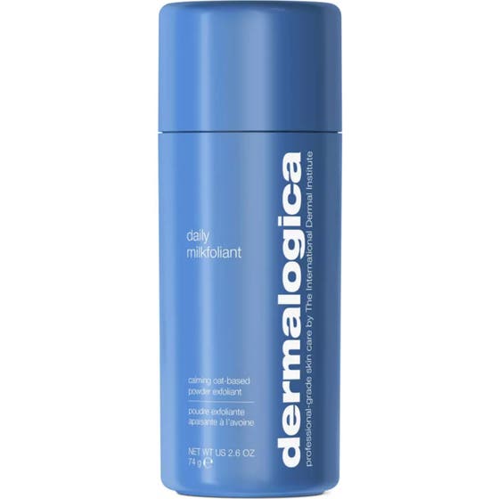 Dermalogica Daily Milkfoliant 74 g beroligende havregasert pulvereksfoliant i en matt blå sylindrisk flaske