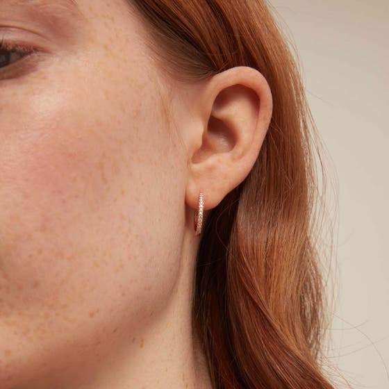 Pave Huggie Hoops 17mm Earrings