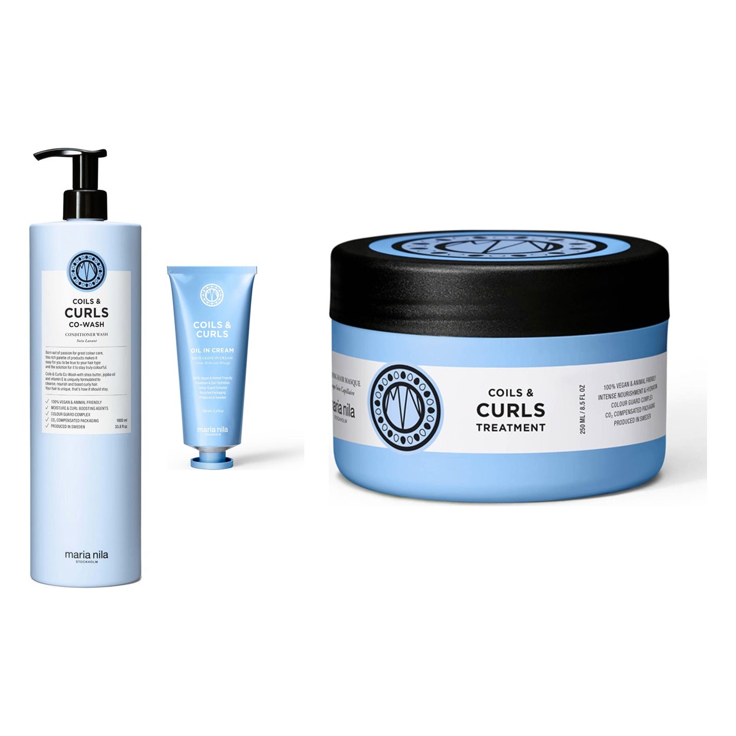 Maria Nila Coils & Curls Complete Care Set Co-Wash 1000 Ml, Oil In Cream 100 Ml, Masque 250 ml - 1350 ml