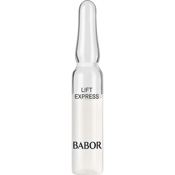 Babor Lift Express opstrammende serum i en klar glasampul der giver huden et synligt og hurtigt løft.