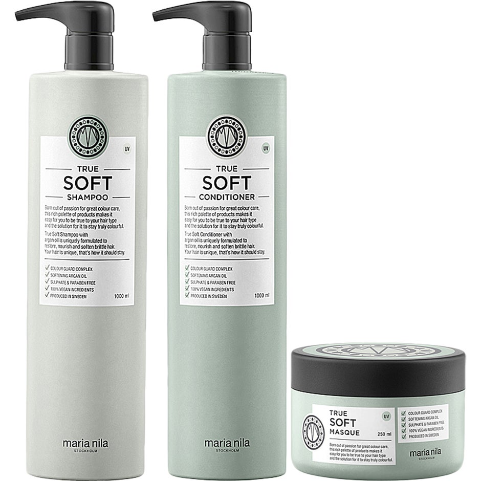 True Soft Trio Shampoo 1000ml, Conditioner 1000ml, Masque