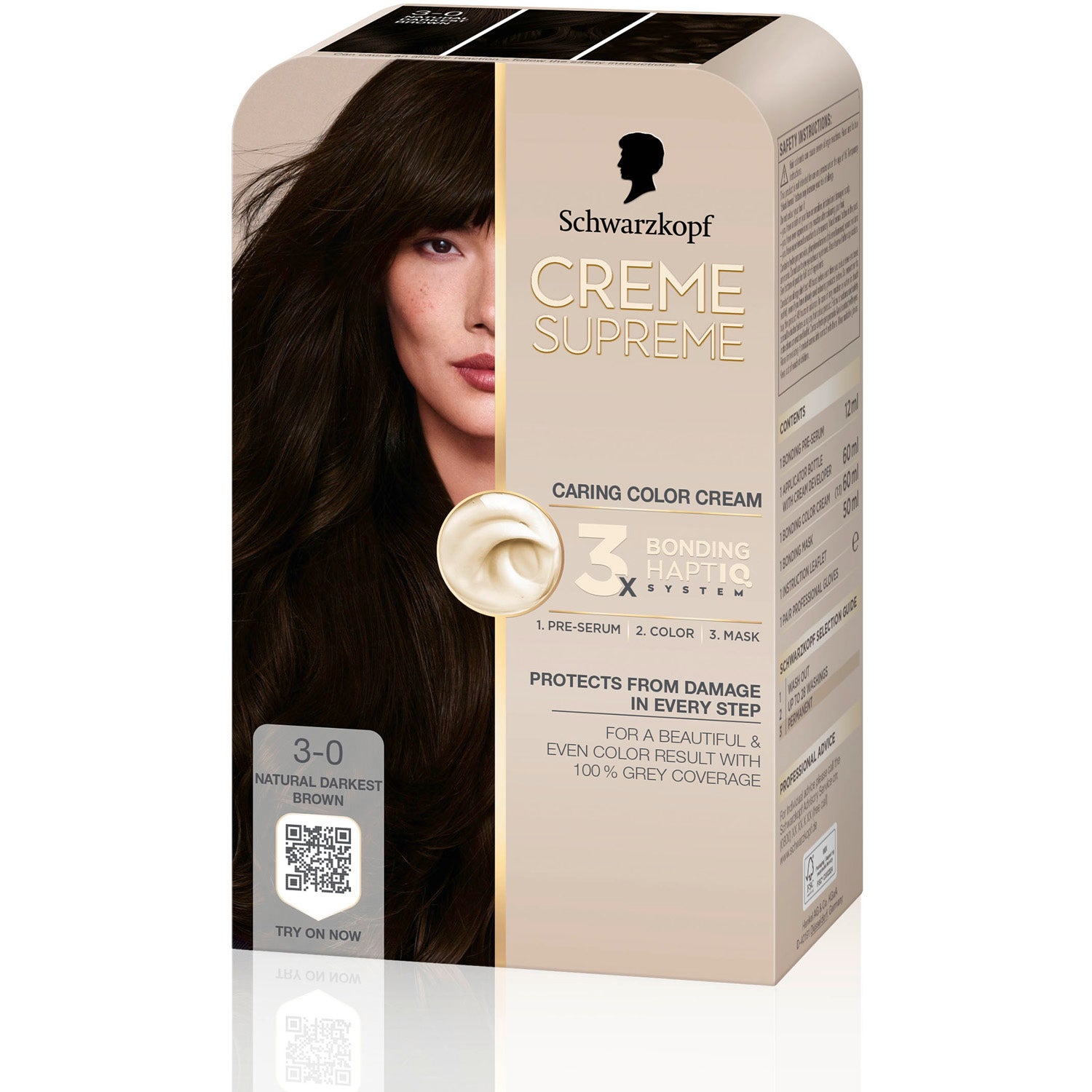 Schwarzkopf Creme Supreme 3-0 Natural Darkest Brown - 1 pcs billede