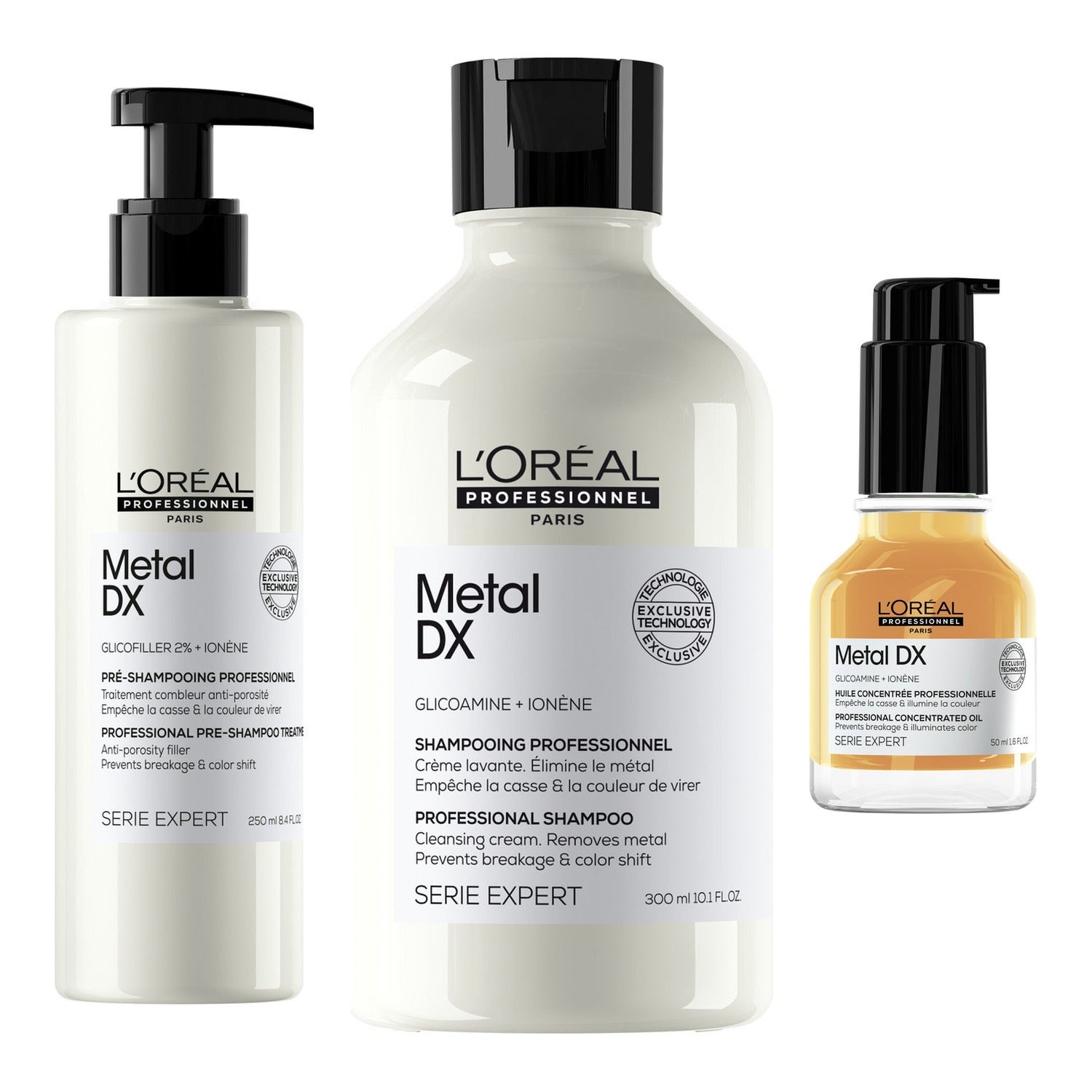 L'Oréal Professionnel Metal DX Trio Pre-Shampoo 250ml, Shampoo 300ml, Oil 50ml