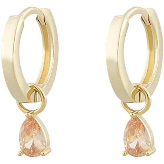 Nuit drop ring pendant ear gold/champagne