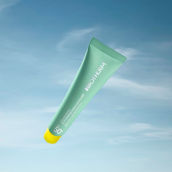 Biotherm Aquascreen Uv Daily SPF50 40 ml aurinkovoide kasvoille kolmivaiheisessa Glowy Skin Program -rutiinissa.