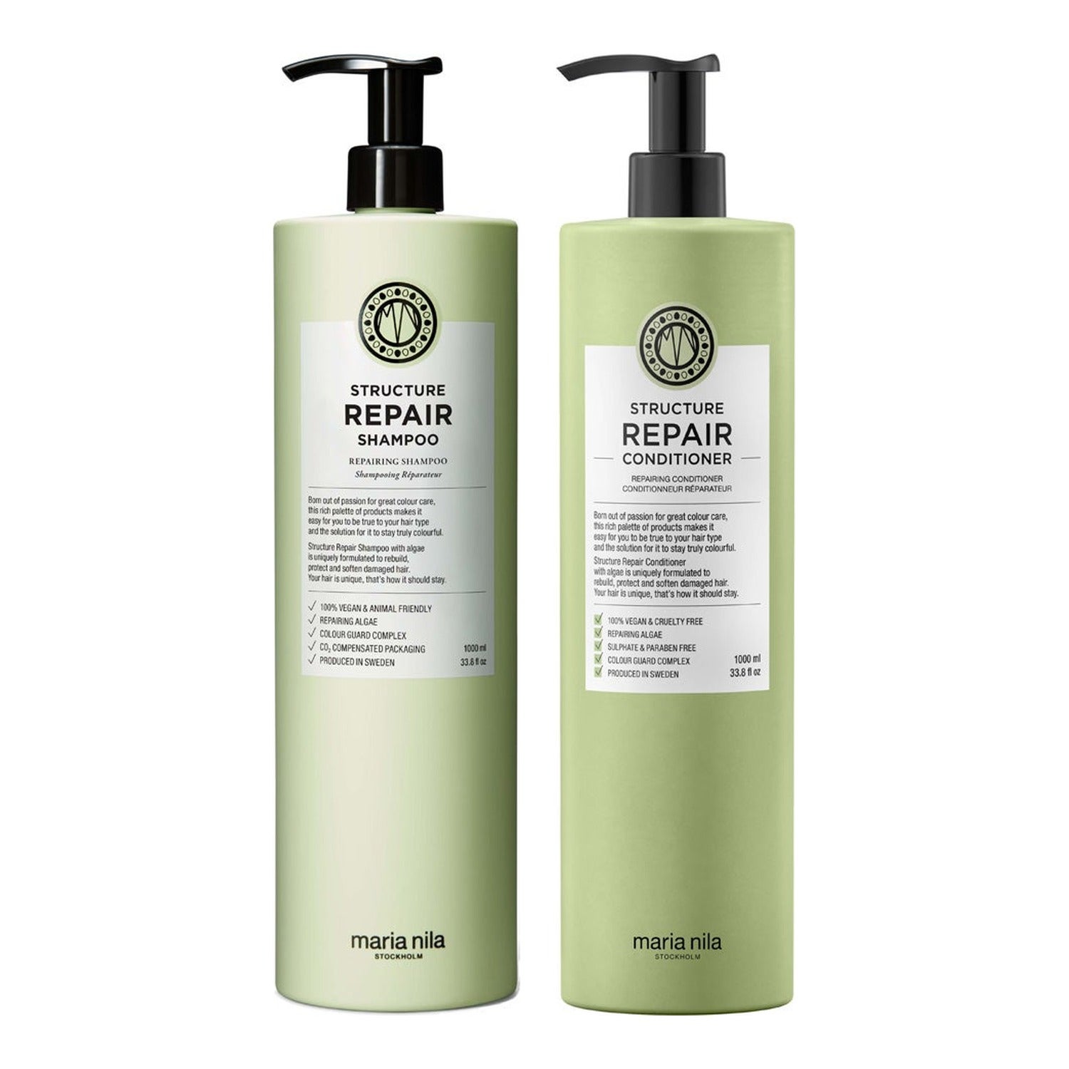 Maria Nila Structure Repair Trio Shampoo 1000ml, Conditioner 1000ml, Masque schampo & balsam dam – bild 2