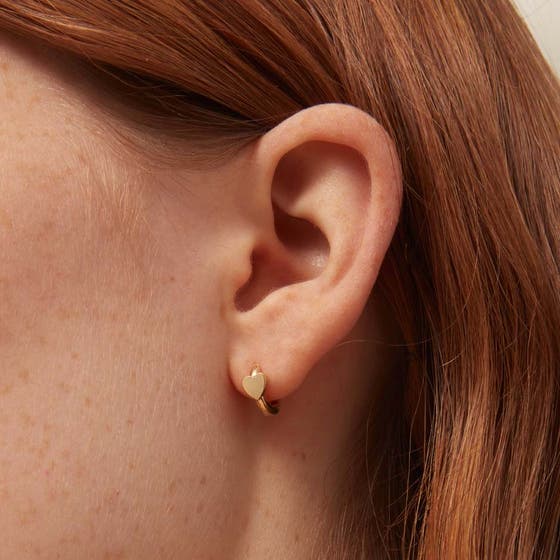 Mini Heart Stationed Huggie Hoops Earrings