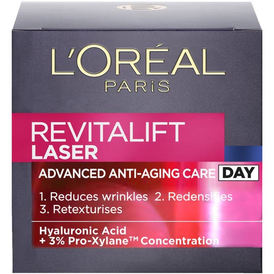 L'Oréal Paris Revitalift Laser sæt med dagcreme og retinol natserum der reducerer rynker og giver glød